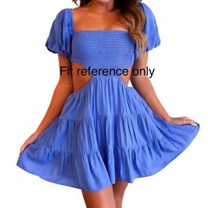 NWOT Sky to Moon Floral Cutout Mini Dress - Pink & Orange Puff Sleeve - Medium